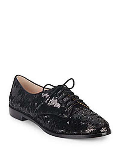 Kate Spade Paxton Sequined Oxfords In Black