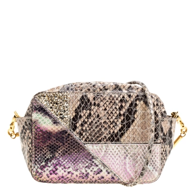 Pre-owned Stella Mccartney Beige Python And Lizard Effect Faux Leather Crossbody Bag