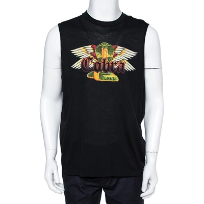 Pre-owned Dsquared2 Black Cotton Cobra Print Long Cool Fit Tank T-shirt Xl