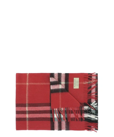 Shop Burberry Cashmere Checked Scarf In Red