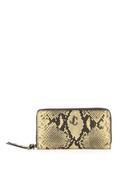 Shop Jimmy Choo Pippa Python Print Wallet Monogram In Dijon