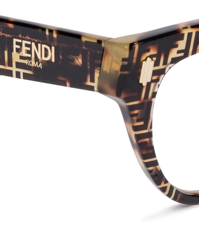 Shop Fendi Ff Cat-eye Glasses In Brown