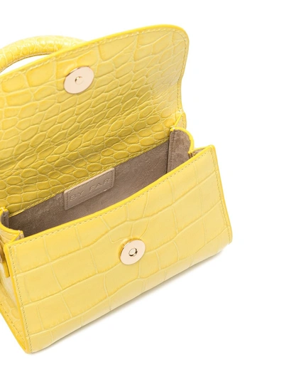 Shop By Far Croco Embossed Mini Bag In Yellow