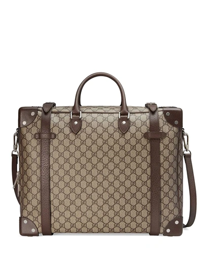 Shop Gucci Gg Supreme Canvas Travel Bag In Neutrals