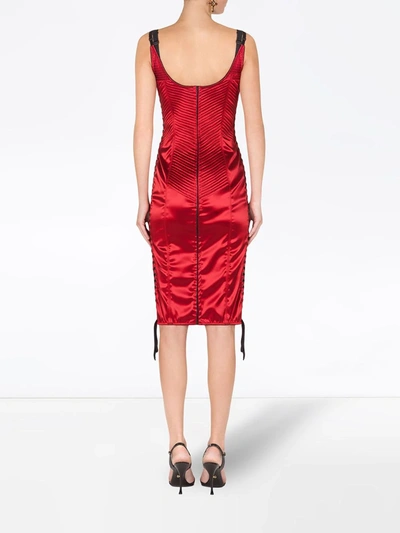 Shop Dolce & Gabbana Bodice Lace-up Dress In Red