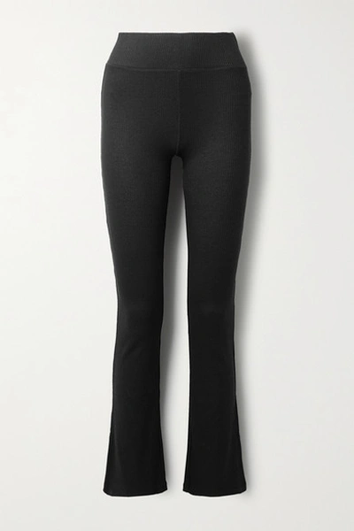 Shop Rag & Bone Ribbed-knit Flared Pants In Black