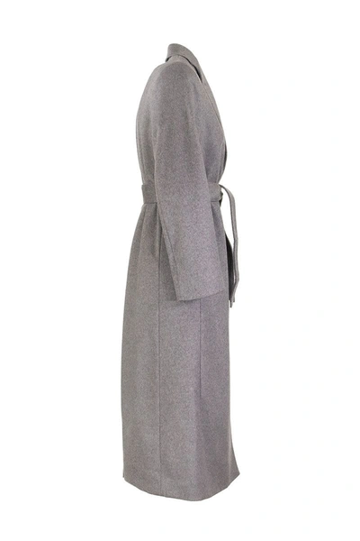 Shop Agnona Cashmere Wrap Coat In Grey