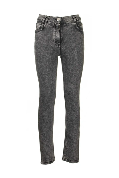 Shop Balmain Black Skinny Jeans Denim Cotton