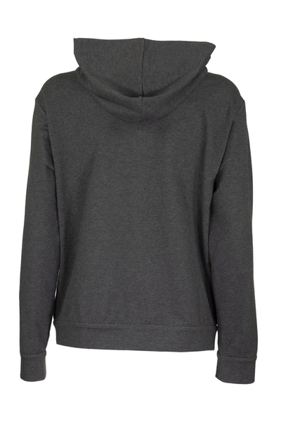 Shop Brunello Cucinelli Lightweight Stretch Cotton French Terry Sweatshirt With Monili In Anthracite