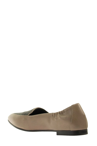 Shop Brunello Cucinelli Moccasins Smooth Calfskin Flats With Precious Vamp In Mud