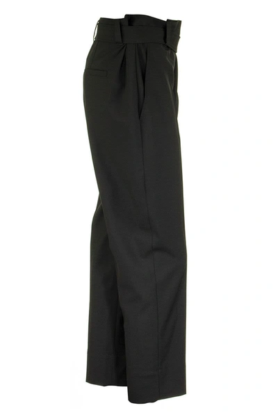 Shop Brunello Cucinelli Tropical Luxury Wool Boy Fit Cigarette Trousers With Precious D-ring Belt In Black