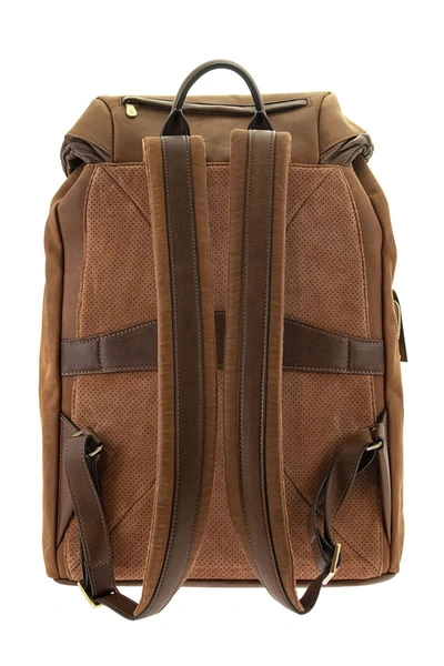 Shop Brunello Cucinelli Vintage Nabuck And Grained Leather Leisure Backpack In Brown