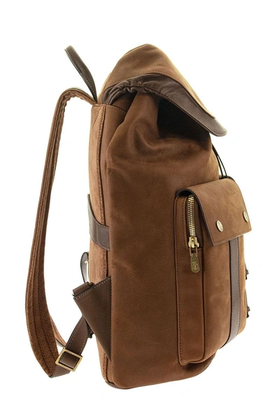 Shop Brunello Cucinelli Vintage Nabuck And Grained Leather Leisure Backpack In Brown