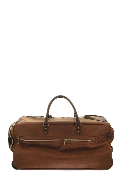 Shop Brunello Cucinelli Vintage Nubuck And Grained Leather Leisure Bag In Bark
