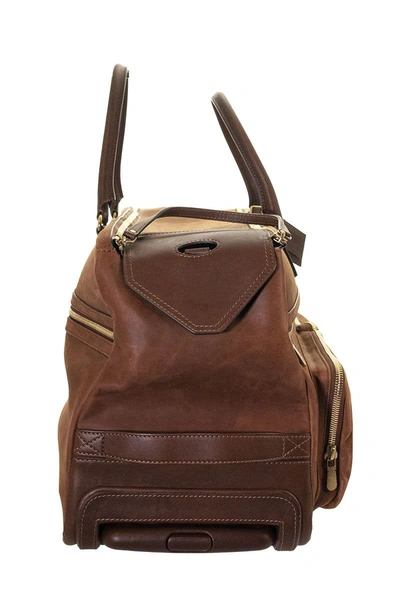 Shop Brunello Cucinelli Vintage Nubuck And Grained Leather Leisure Bag In Bark