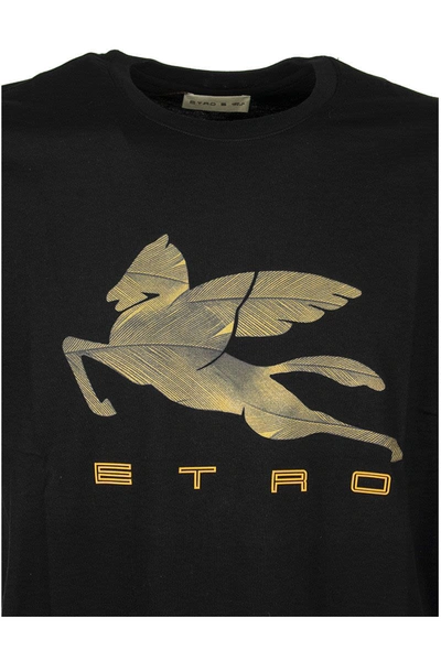 Shop Etro T-shirt With Pegaso Print In Black