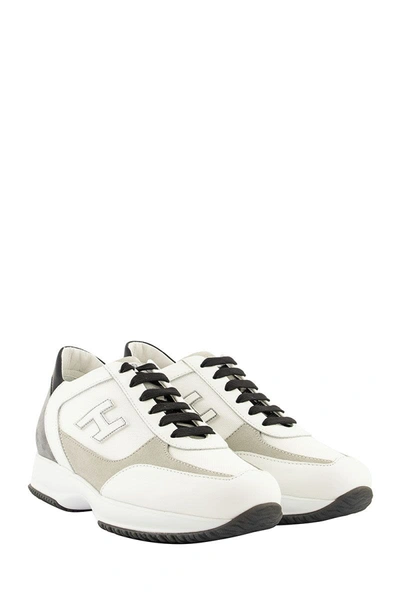 Shop Hogan Interactive Grey, White, Beige Sneakers In White/grey