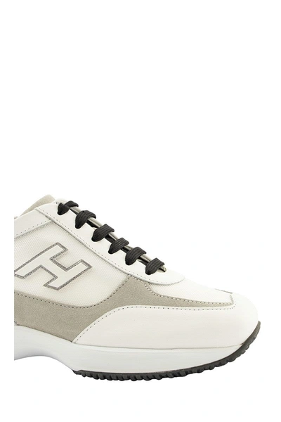 Shop Hogan Interactive Grey, White, Beige Sneakers In White/grey