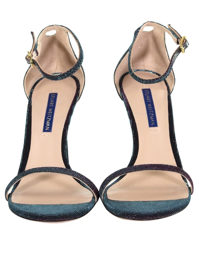 Shop Stuart Weitzman Nudistsong Ankle Strap Sandals In Blue