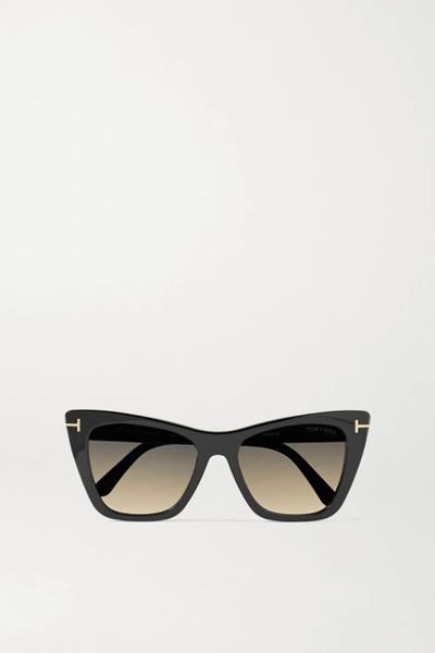Shop Tom Ford Poppy-02 Cat-eye Acetate Sunglasses In Black