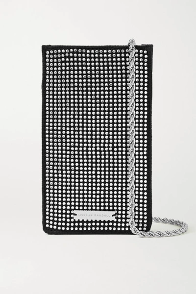 Shop Loeffler Randall Augusta Crystal-embellished Satin Shoulder Bag In Black