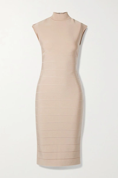 Shop Herve Leger Icon Bandage Midi Dress In Blush