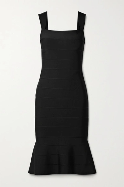 Shop Herve Leger Icon Fluted Bandage Dress In Black