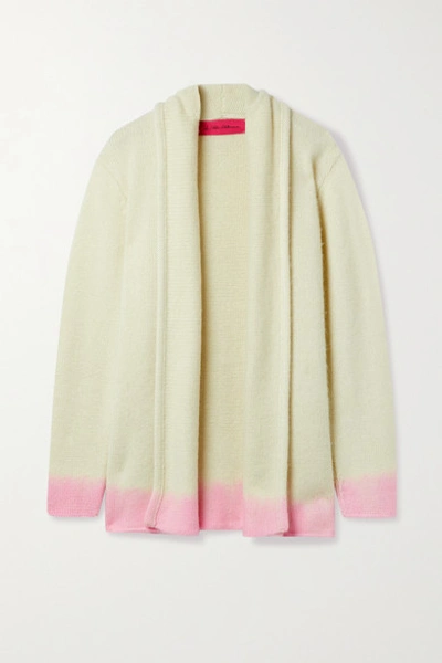 Shop The Elder Statesman Two-tone Cashmere Cardigan In Ivory