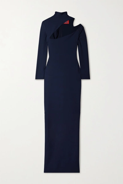 Shop Solace London Ares Cutout Cady Turtleneck Maxi Dress In Navy