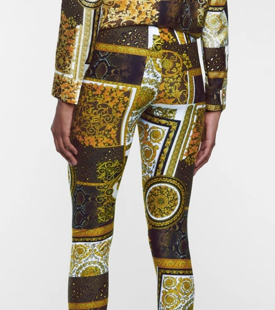 Shop Versace Barocco Printed Leggings In Multicoloured