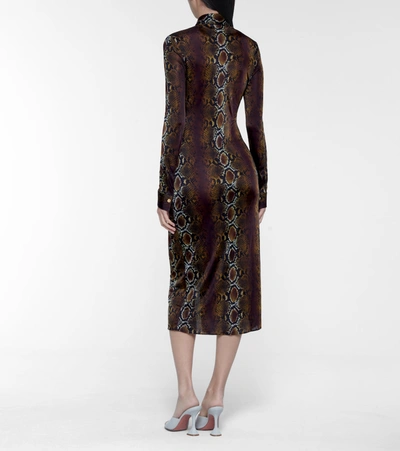 Shop Versace Snake-print Maxi Dress In Brown