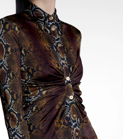 Shop Versace Snake-print Maxi Dress In Brown