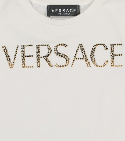 Shop Versace Logo Stretch-cotton T-shirt In White