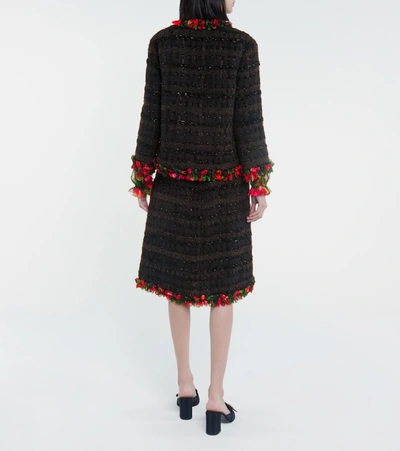 Shop Dolce & Gabbana Tweed Midi Skirt In Black