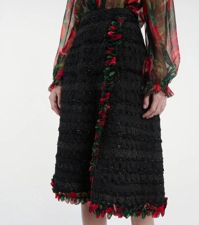 Shop Dolce & Gabbana Tweed Midi Skirt In Black