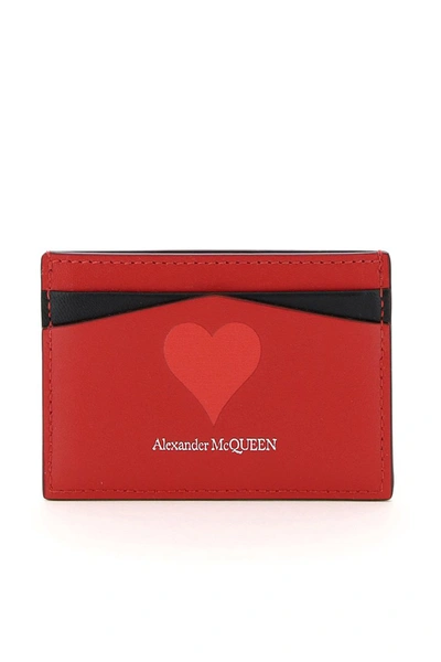 Shop Alexander Mcqueen Printed Card Holder Pouch Skull In Red Multi Black