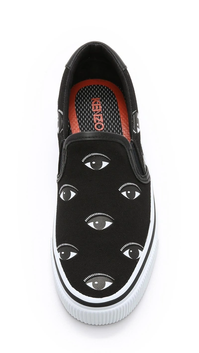 Shop Kenzo Eyes Slip On Sneakers In Noir