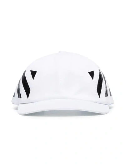 Shop Off-white Diagonal Stripe Print Baseball Cap In White