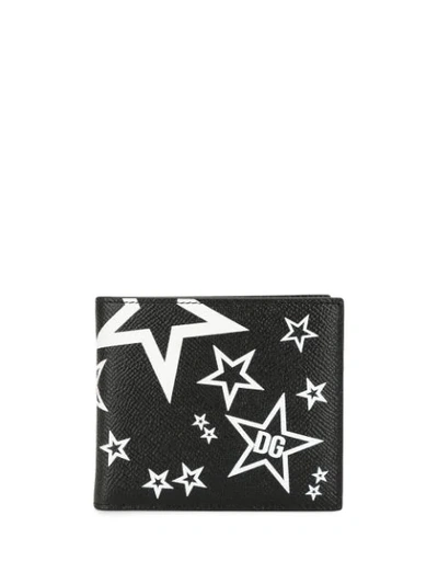 Shop Dolce & Gabbana Star Print Bi-fold Wallet In Black