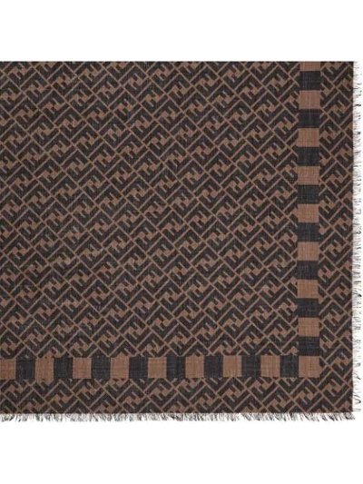 Shop Fendi Ff Motif Lightweight Scarf In Brown