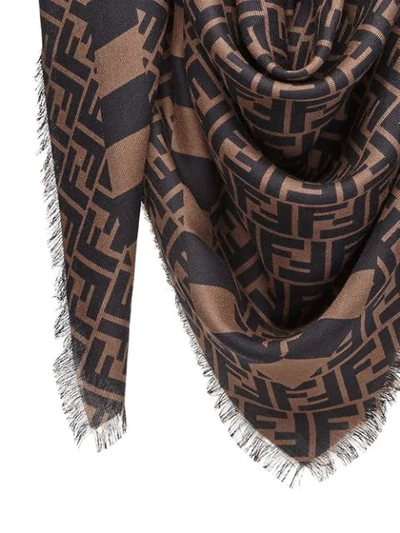 Shop Fendi Ff Motif Lightweight Scarf In Brown