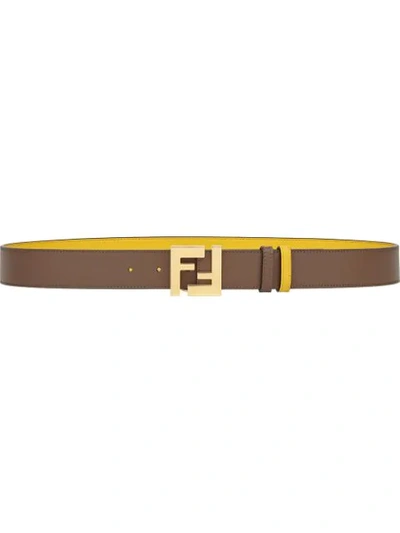Shop Fendi Reversible Ff-logo Buckle Belt In Brown