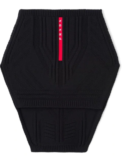 Shop Prada Technical Knit Neck Warmer In Black