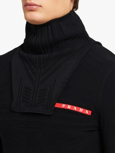 Shop Prada Technical Knit Neck Warmer In Black