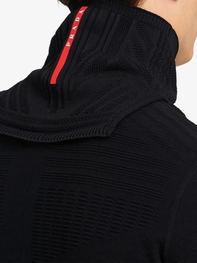 Shop Prada Technical Knit Neck Warmer In Black