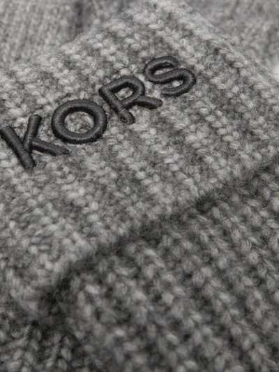 Shop Michael Kors Logo-embroidered Knitted Gloves In Grey