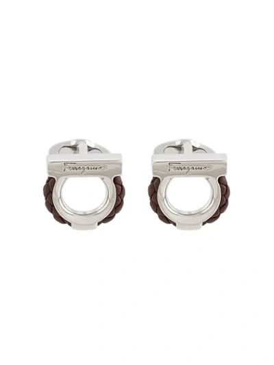 Shop Ferragamo Woven Cufflinks In Metallic