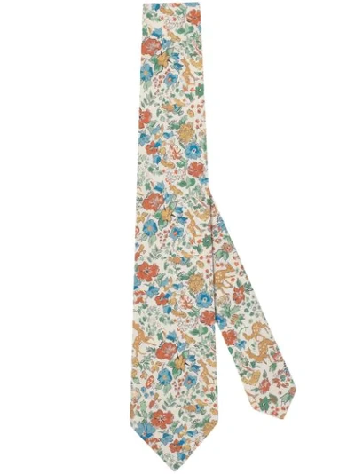 Shop Gucci Liberty Floral Organic-silk Tie In White