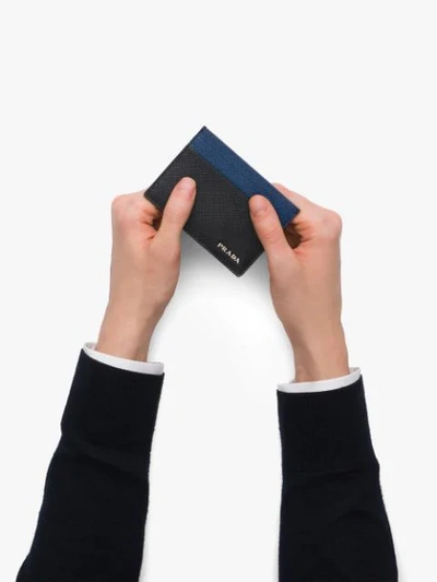 Shop Prada Two-tone Cardholder In Black