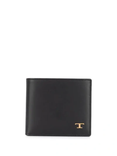 Shop Tod's Foldover Leather Wallet In Black